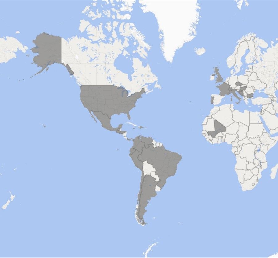 Relação de países afetados pelas campanhas de ciberespionagem do APT15 (Nickel). Foto: Microsoft Digital Crimes Unit (DCU).
